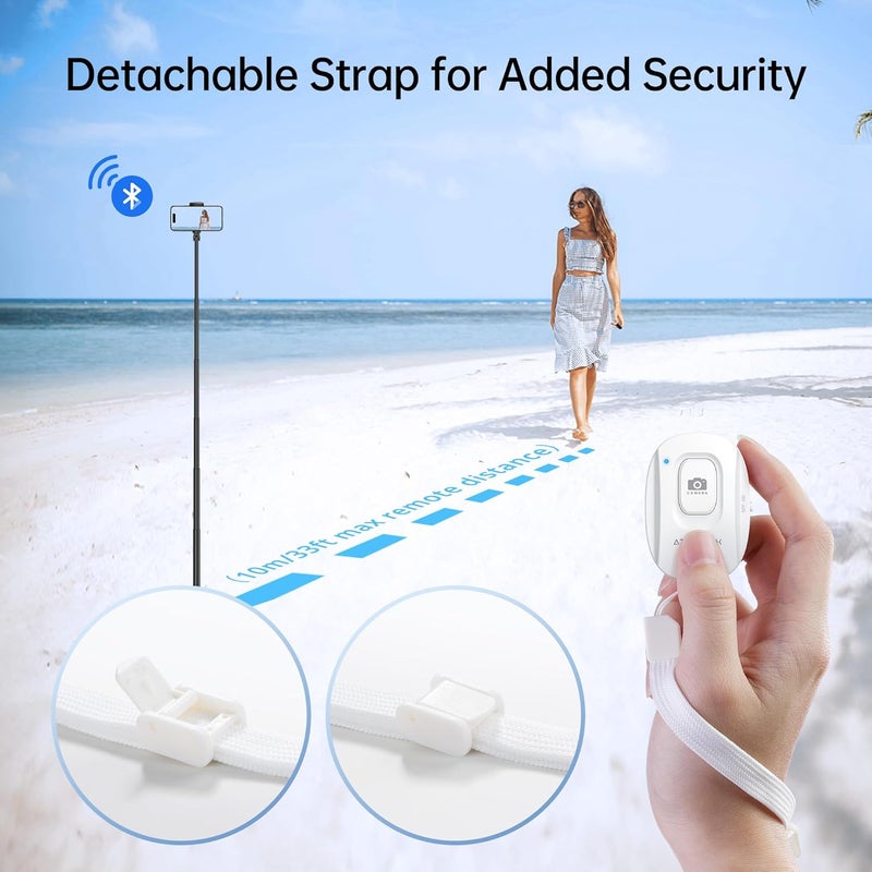 ATUMTEK Camera Remote Shutter for iPhone and Android Smartphones (2 Pack), Wireless Phone Remote Control Selfie Button for Photos and Videos (Bluetooth 5.2), Wrist Strap Included, White - Image 4